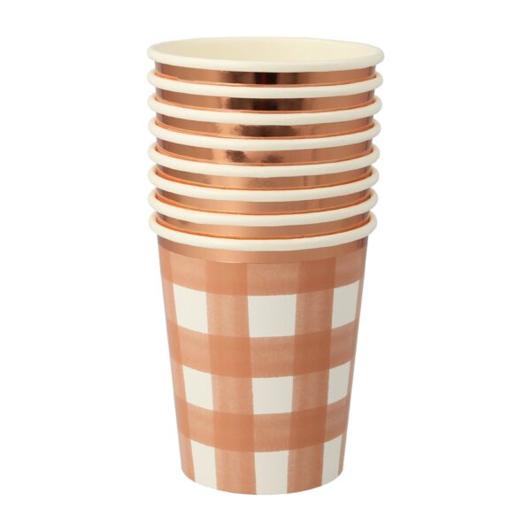 Meri Meri Burnt Orange Gingham Cups