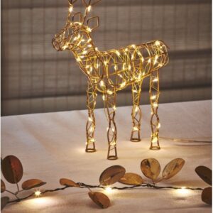 CHRISTMAS Table Top Light Up Large Wire Reindeer in Gold